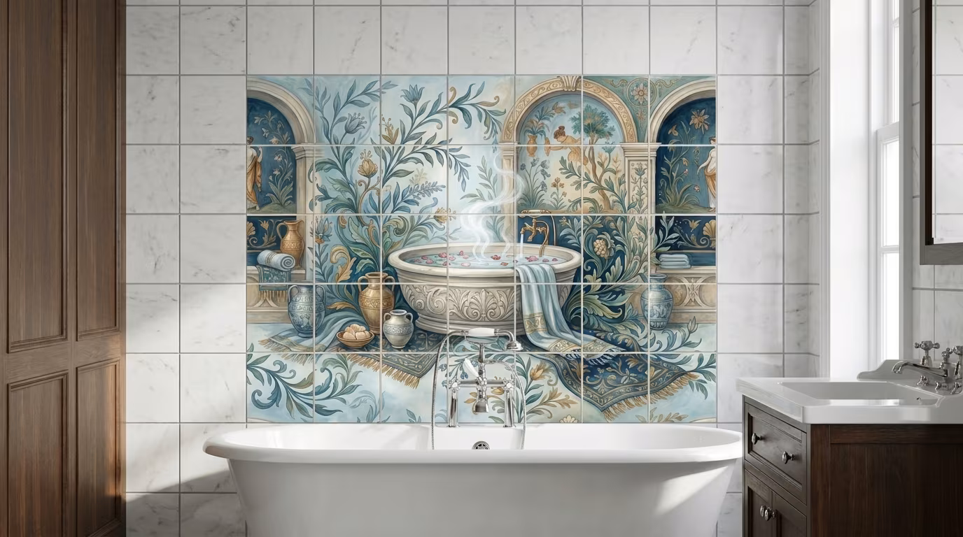 Antique Bath II - Tile Mural - Image 2
