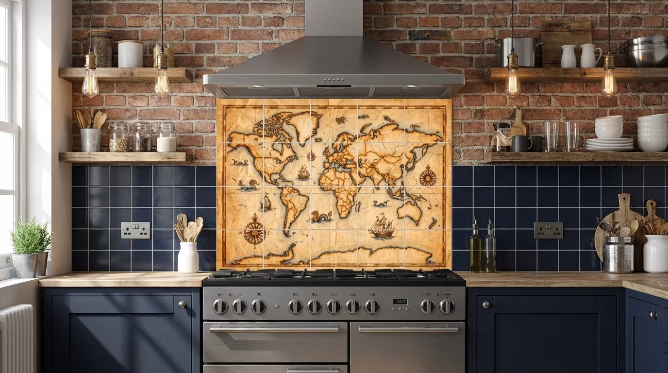 Antique Map Terre Universelle 1594 - Tile Mural - Image 2