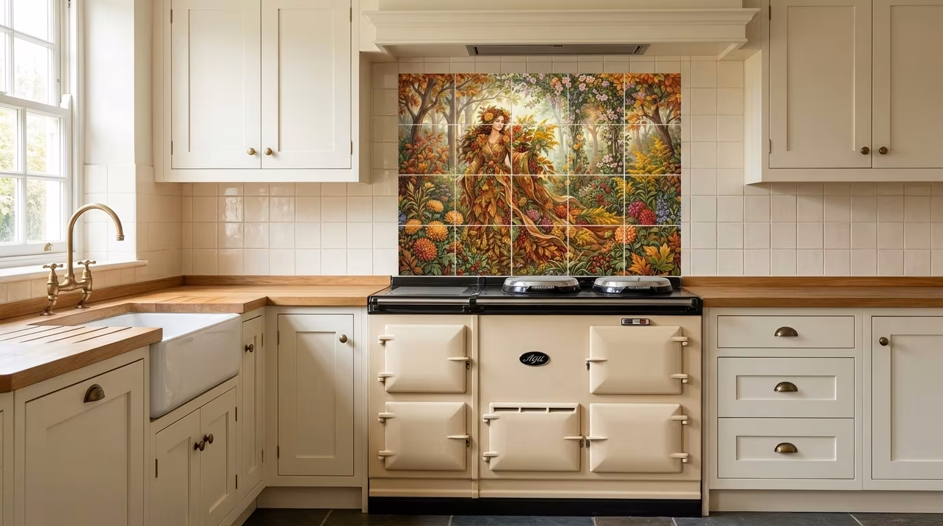 Autumn Lady tile mural