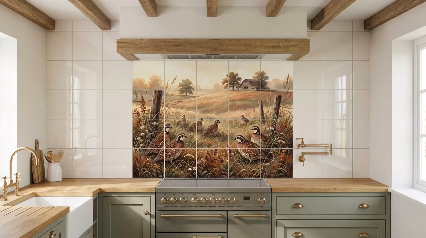 Back Forty Bobwhites tile mural