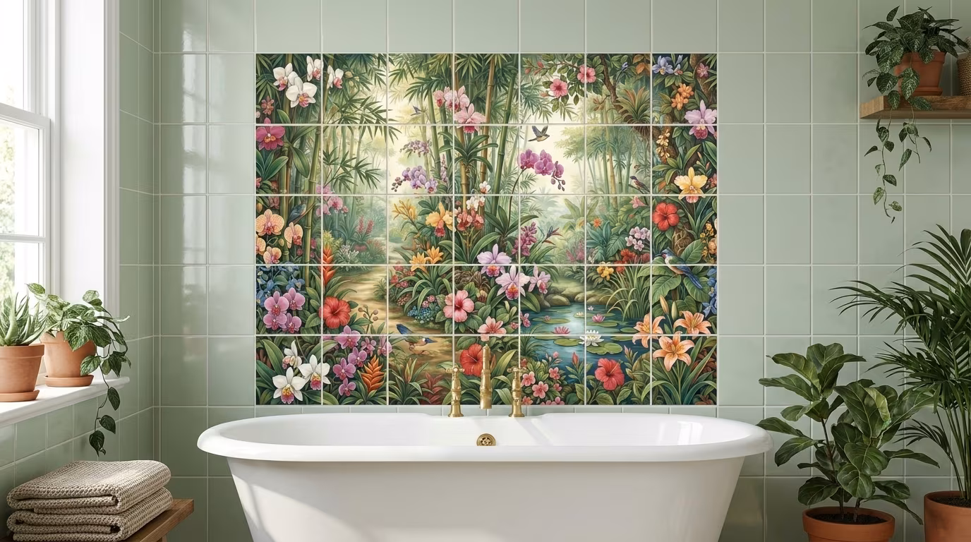 Bamboo I - Tile Mural - Image 2