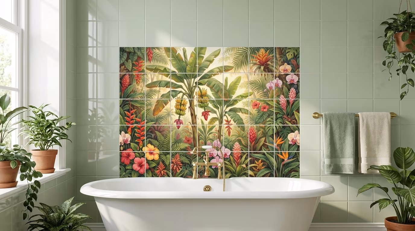 Banana Palm 2 tile mural
