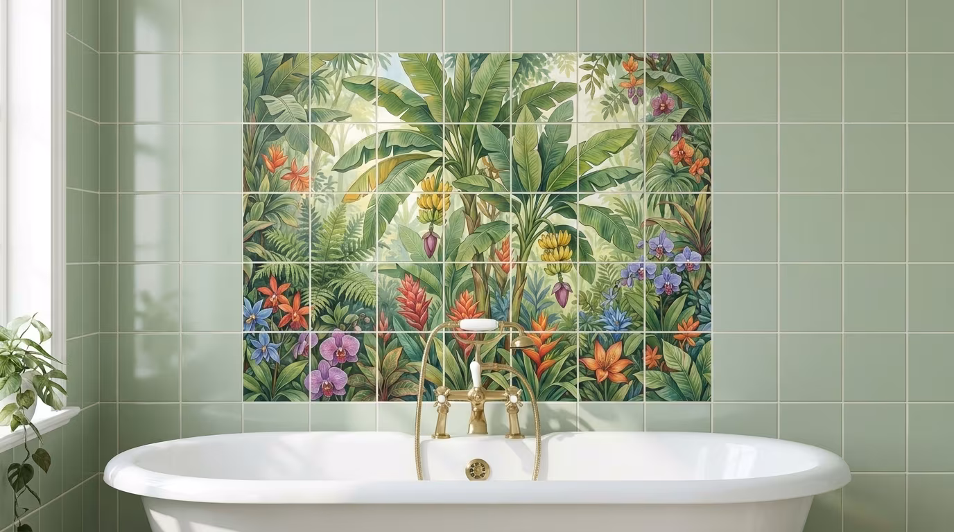 Banana Palm 4 tile mural