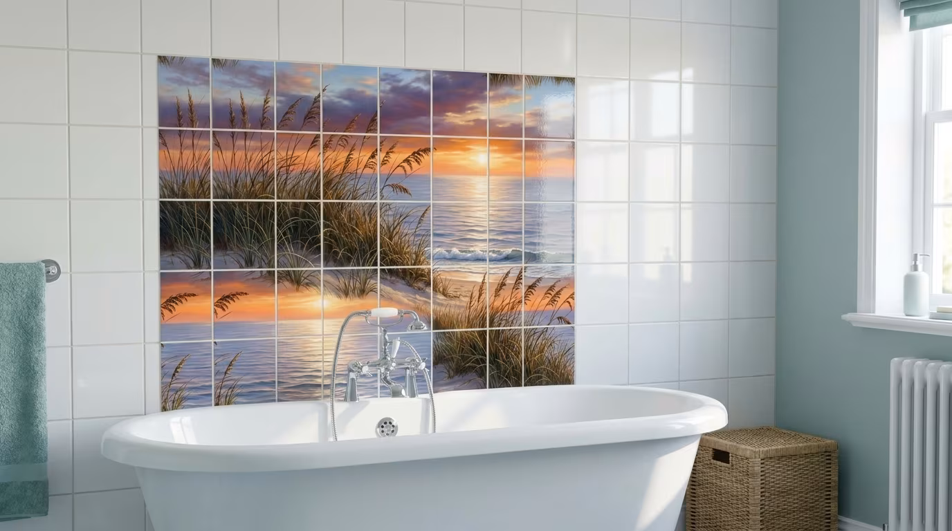 Beach Grass at Sunset tile mural
