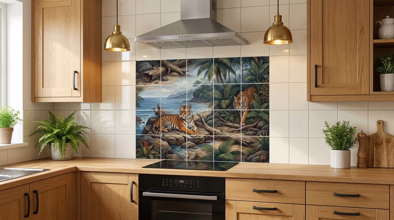 Beach Tigers tile mural