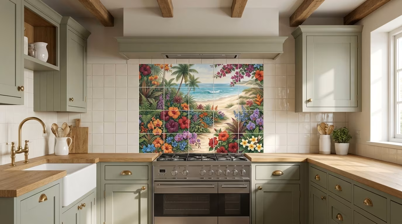 Beauty and Beach - Tile Mural - Image 2