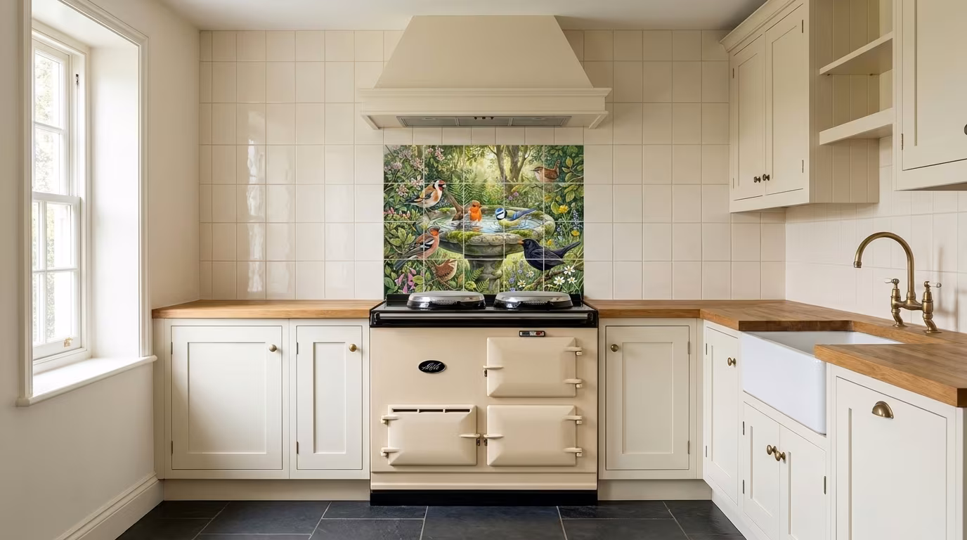 Bird Bath Sanctuary - Tile Mural - Image 2