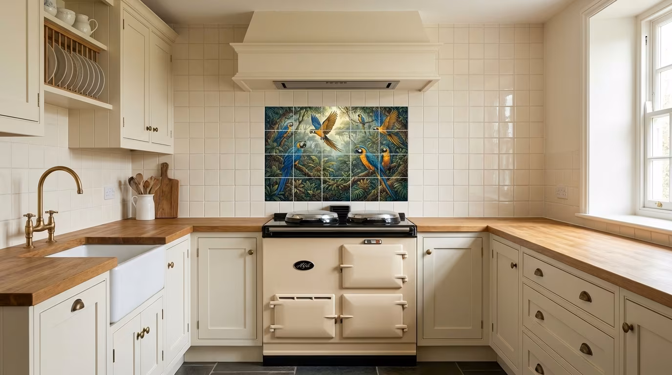 Blue and Yellow Macaws 2 - Tile Mural - Image 2