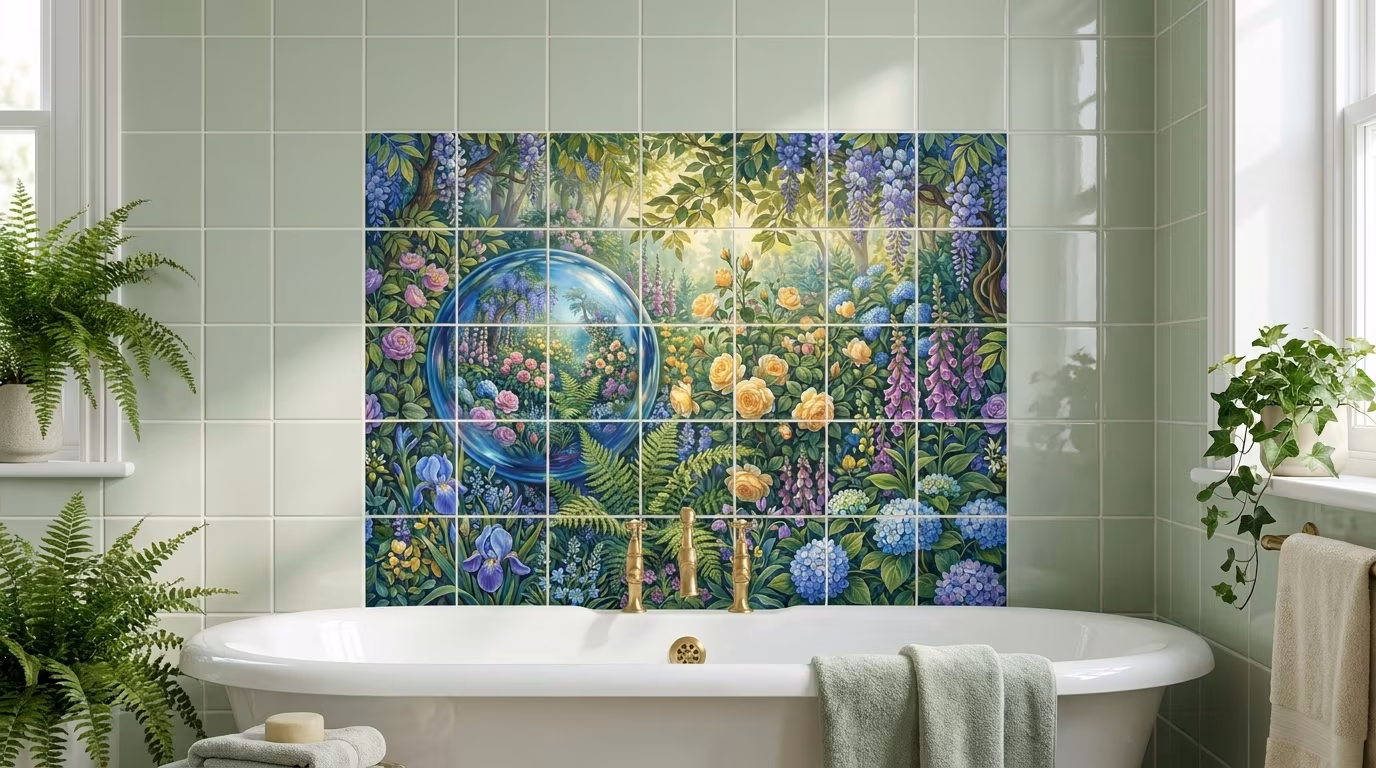 Blue Gazing Ball tile mural