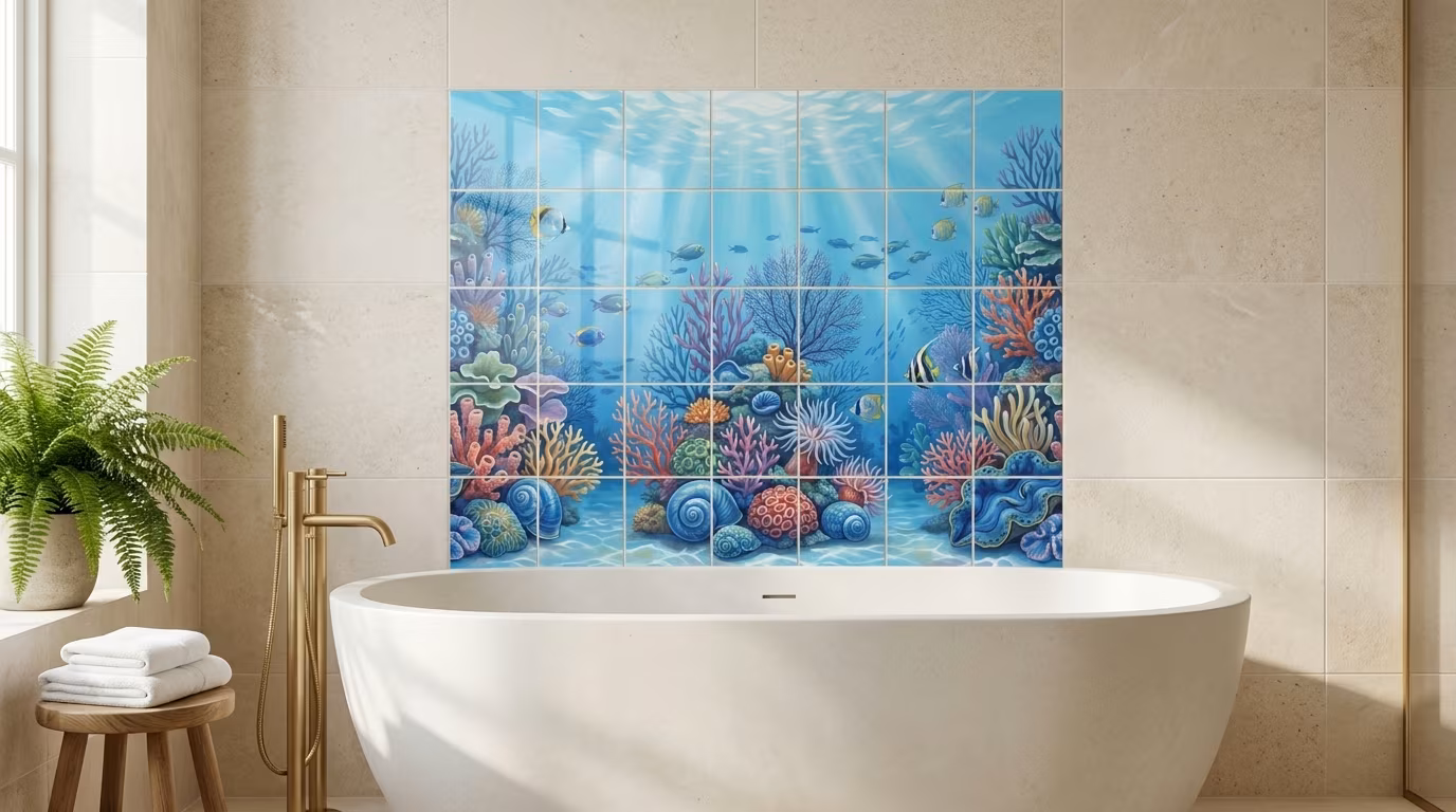 Blue Shells 3 - Tile Mural - Image 2