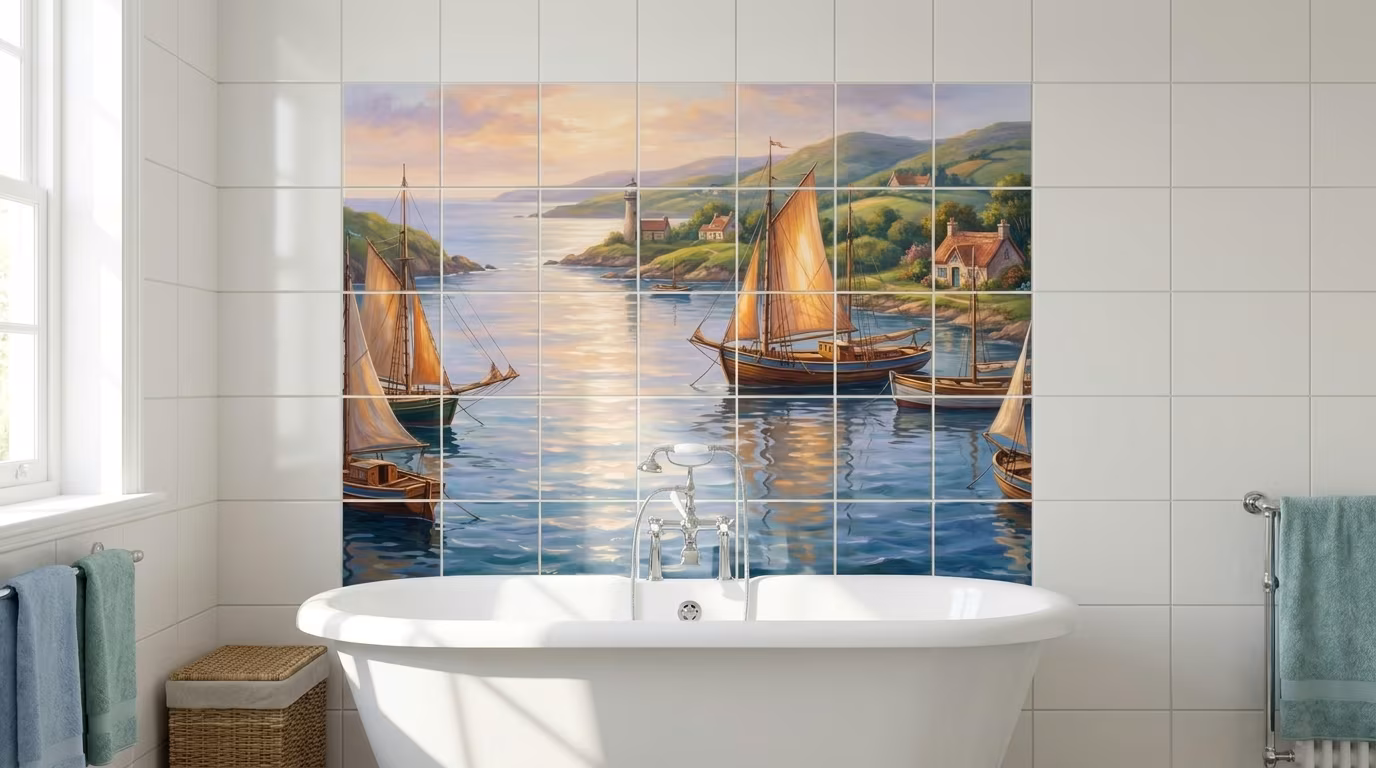 Boats by the Bay - Tile Mural - Image 2