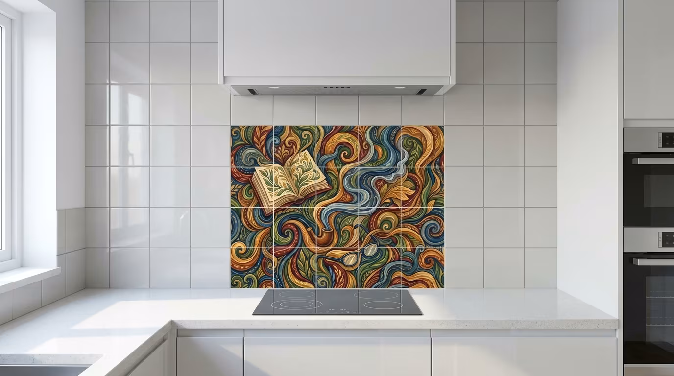 Book Pipe and Glasses - Tile Mural - Image 2