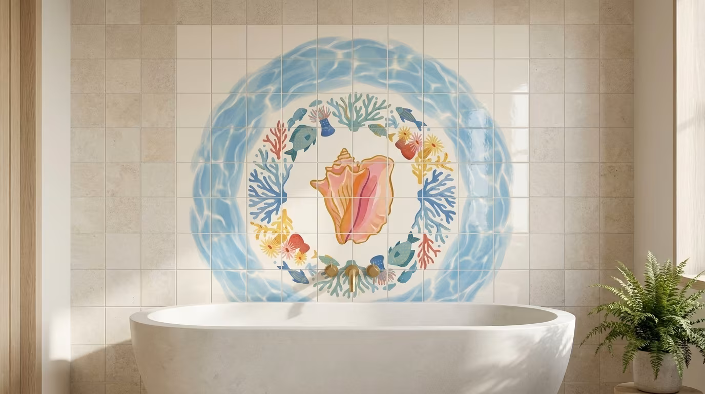 Bordered Shell Queen Conch - Accent Tile - Image 2