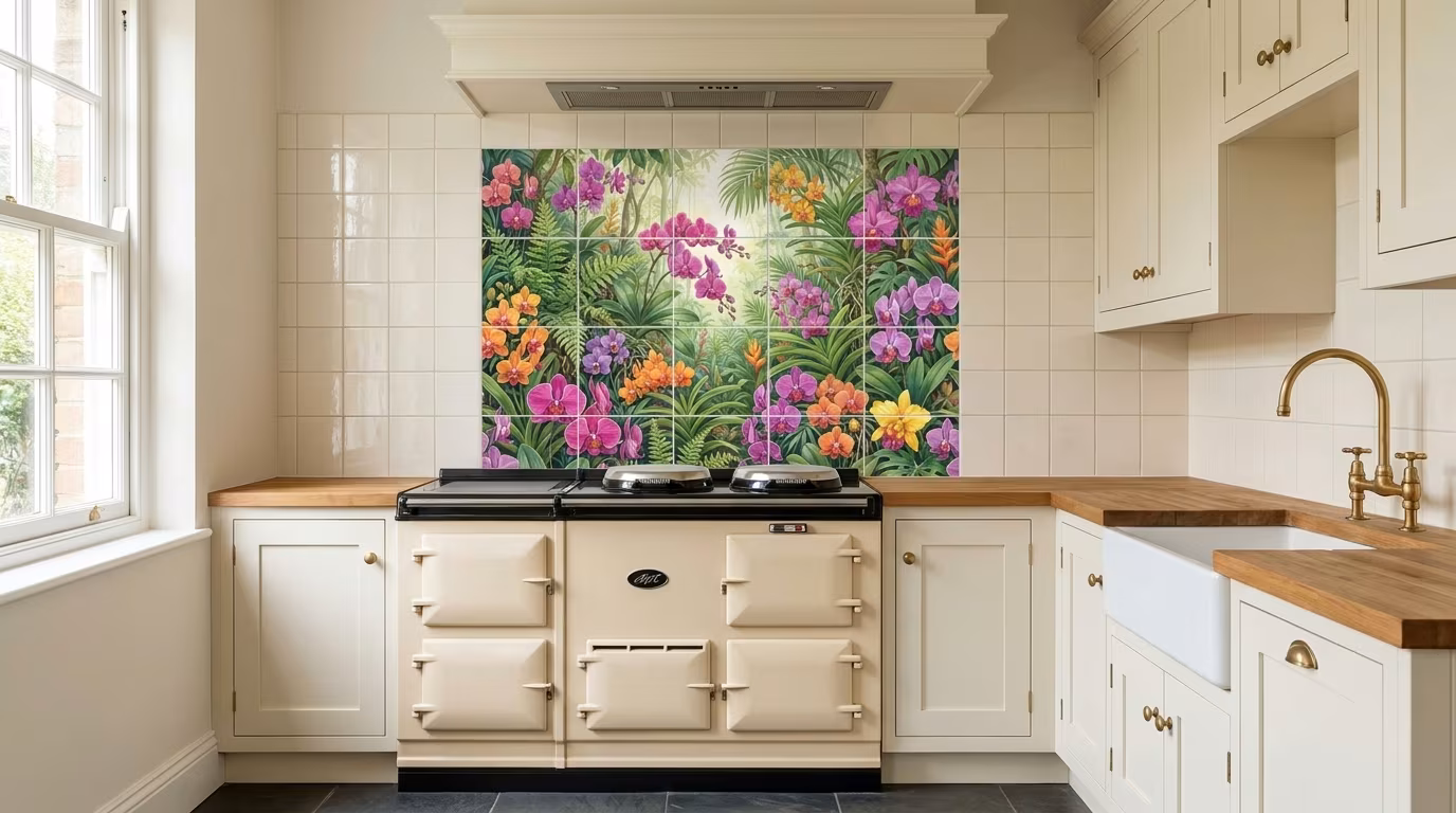Bright Orchids III tile mural