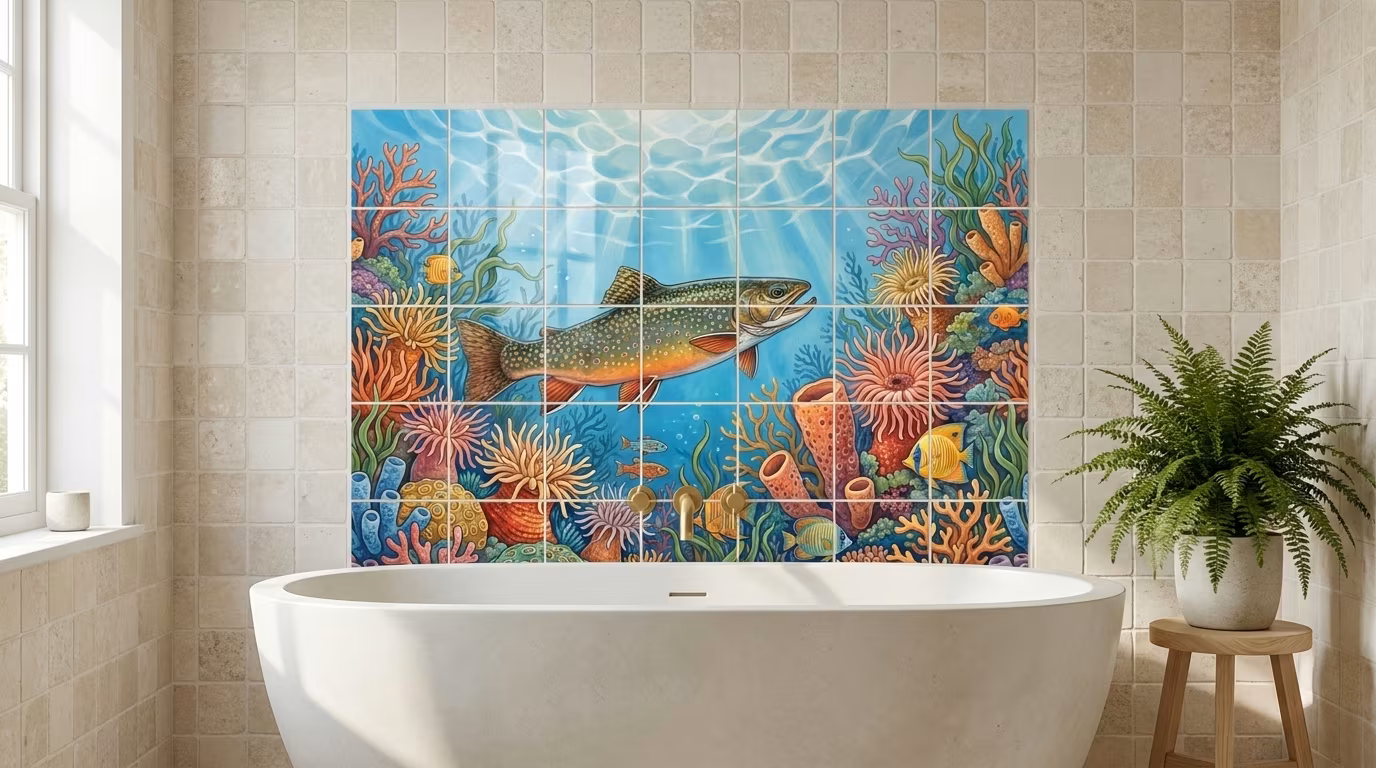Brook Trout tile mural