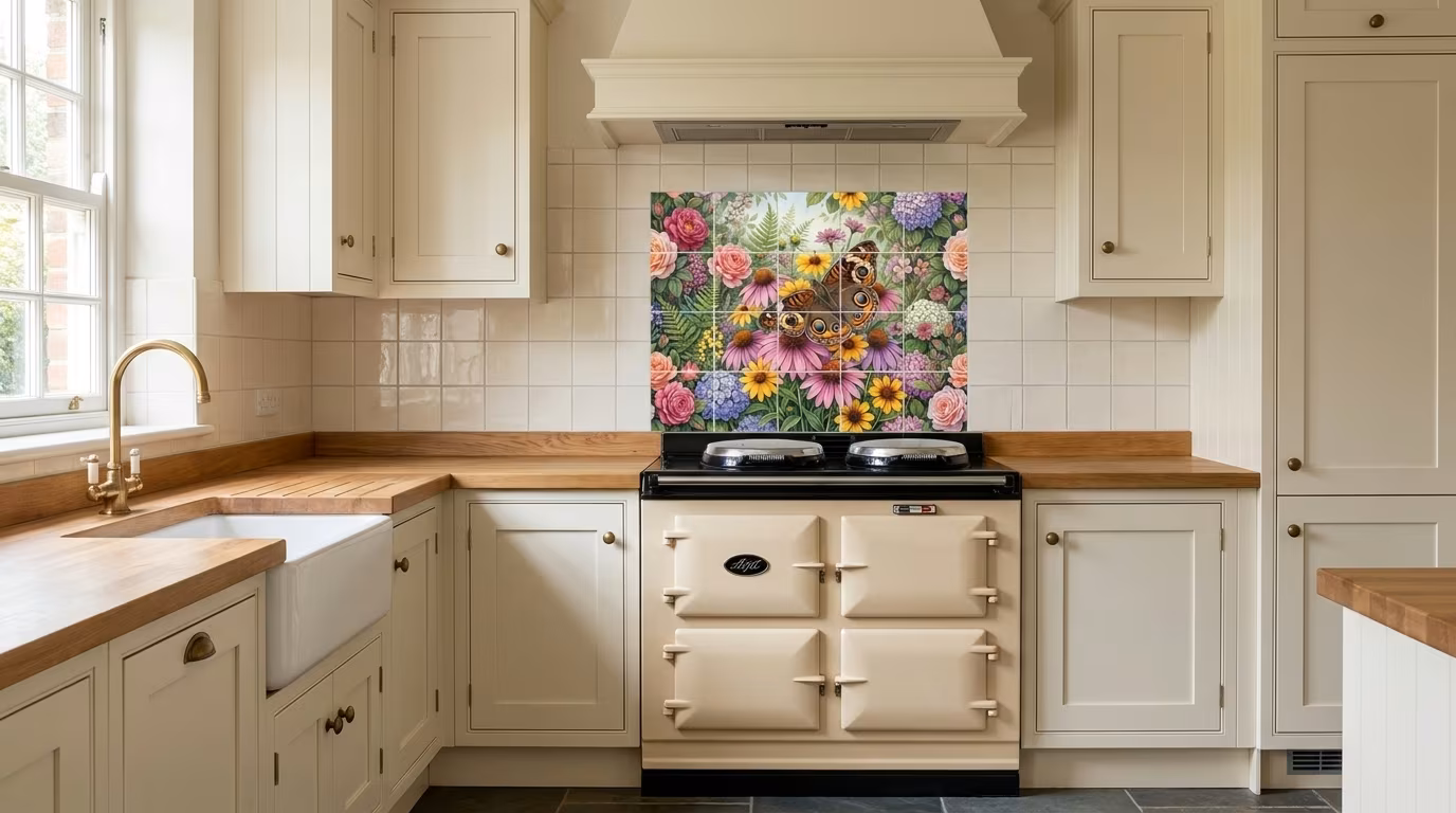 Buckeye Butterfly with Background - Tile Mural - Image 2