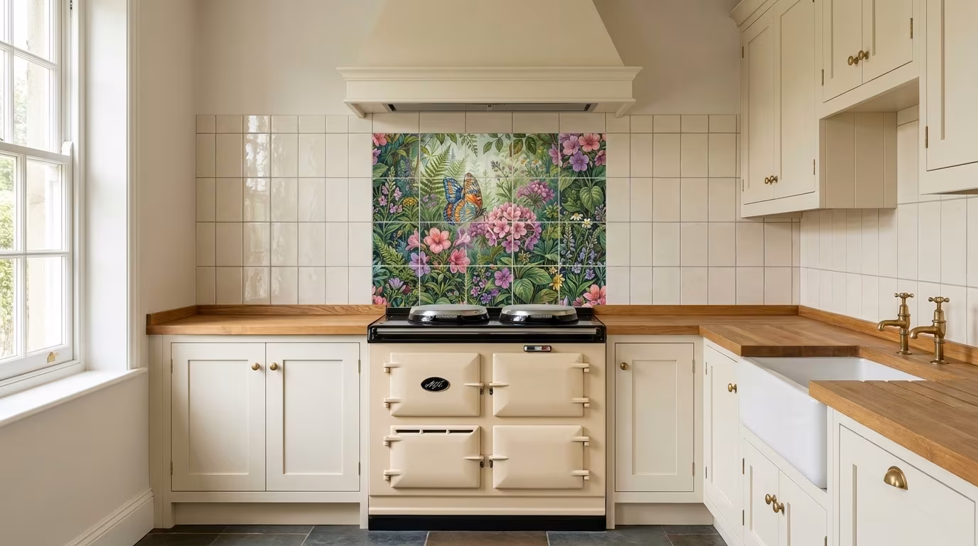 Butterfly Square 1 tile mural