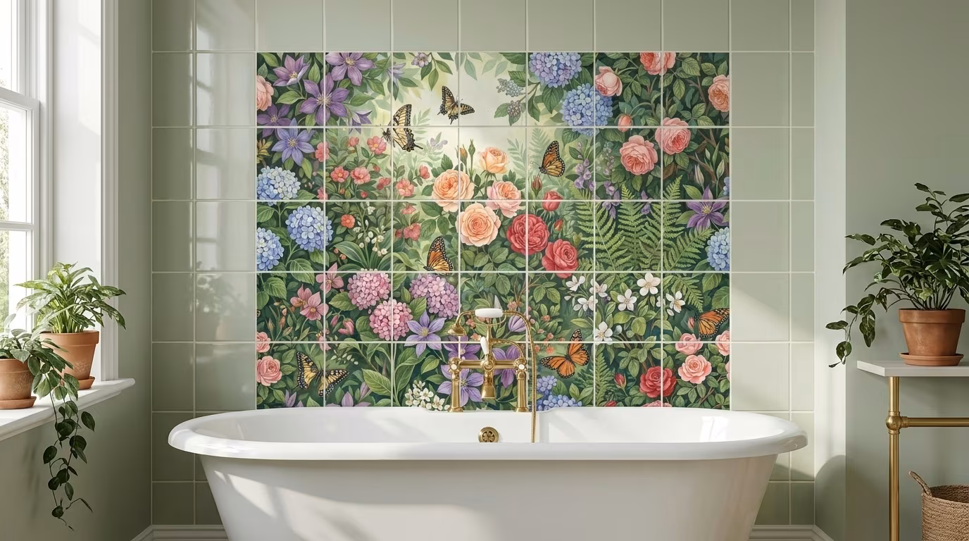 Butterfly Square 3 - Tile Mural - Image 2