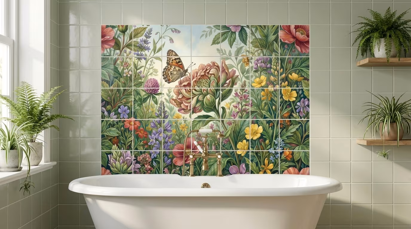Butterfly Square 9 tile mural