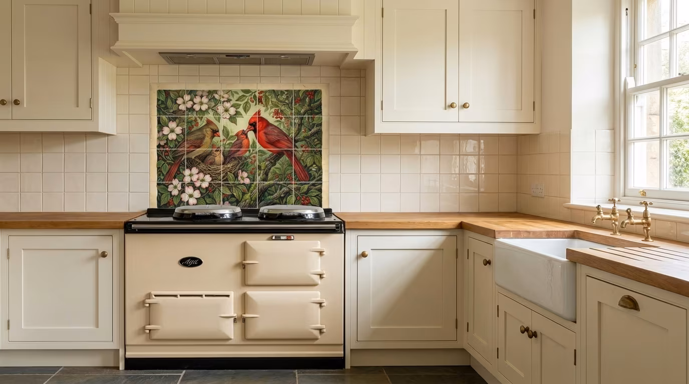 Cardinal Family I - Tile Mural - Image 2