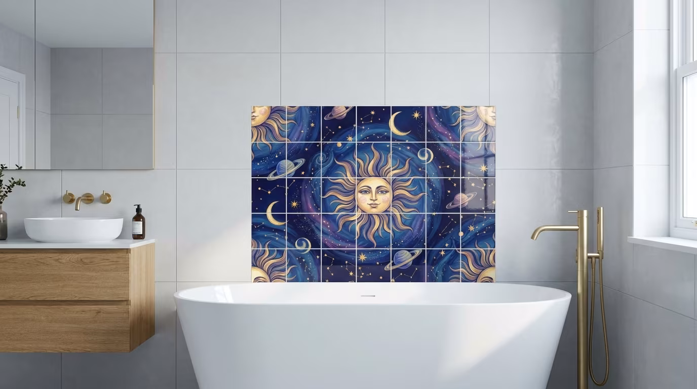 Celestial Dreamy Sun - Tile Mural - Image 2