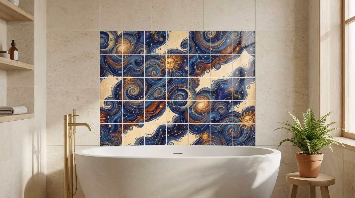 Celestial Faces of the Sky - Tile Mural - Image 2