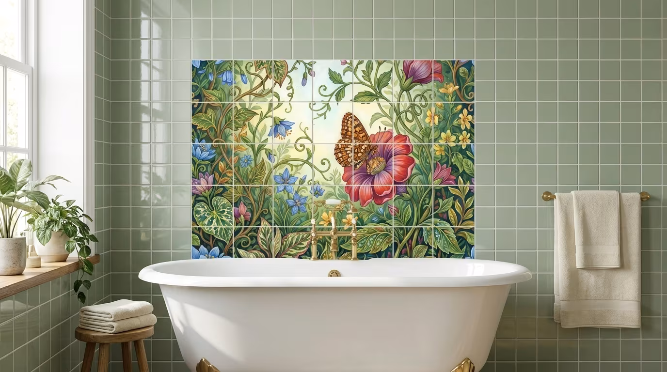Checkerspot Pine Butterfly - Tile Mural - Image 2