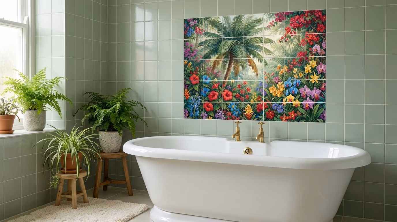Classical Palm Tree tile mural