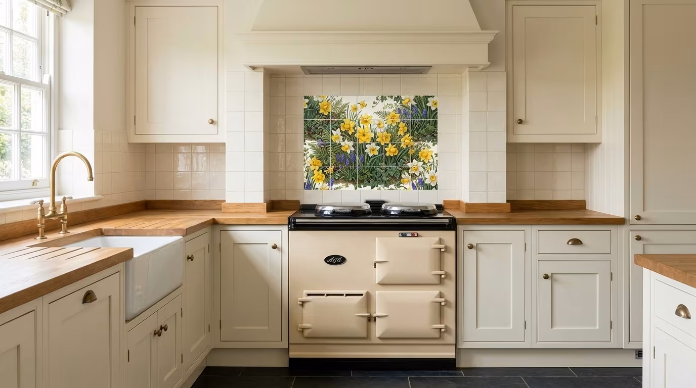 Daffodils and Grape Hyacinths - Tile Mural - Image 2