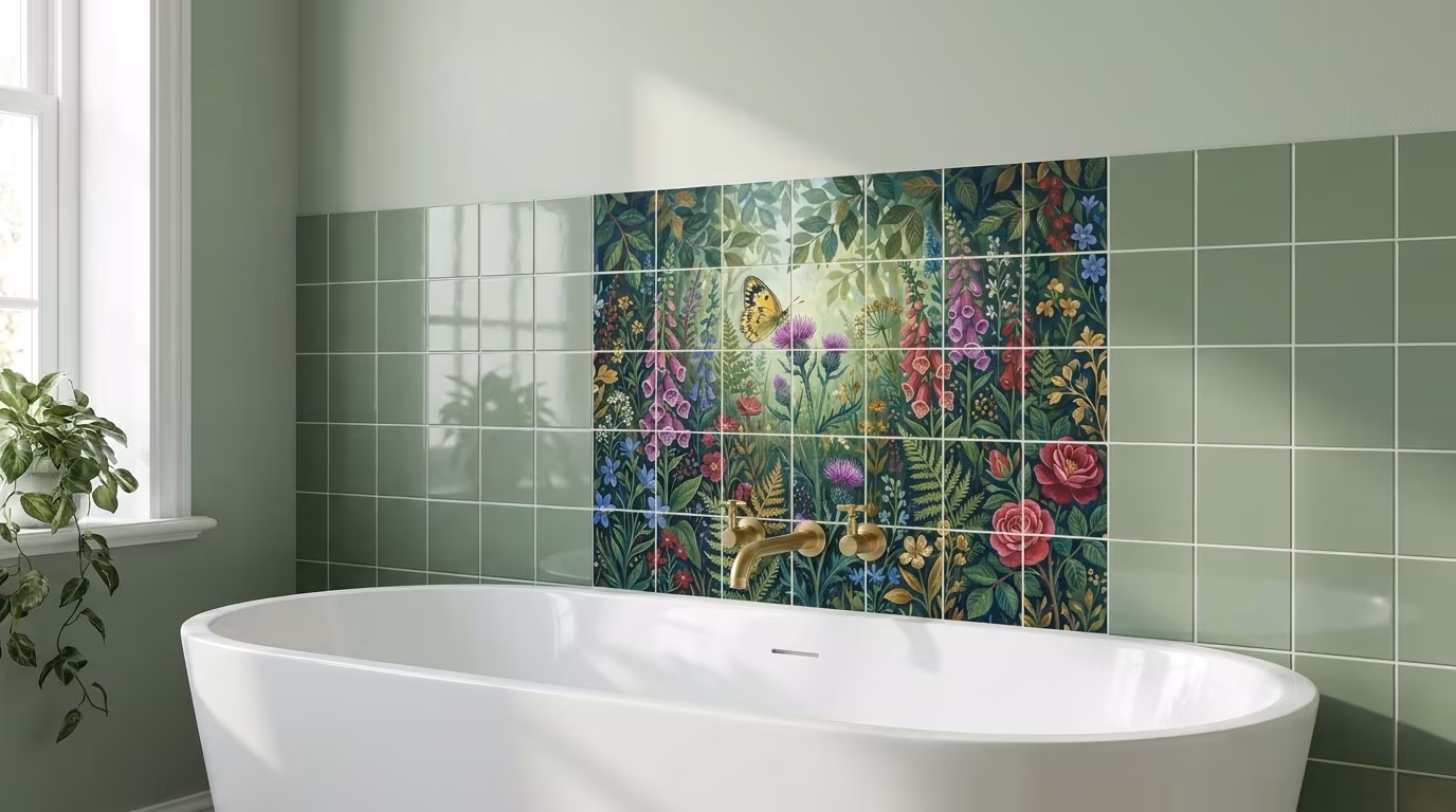Dogface Butterfly on Thistle - Tile Mural - Image 2