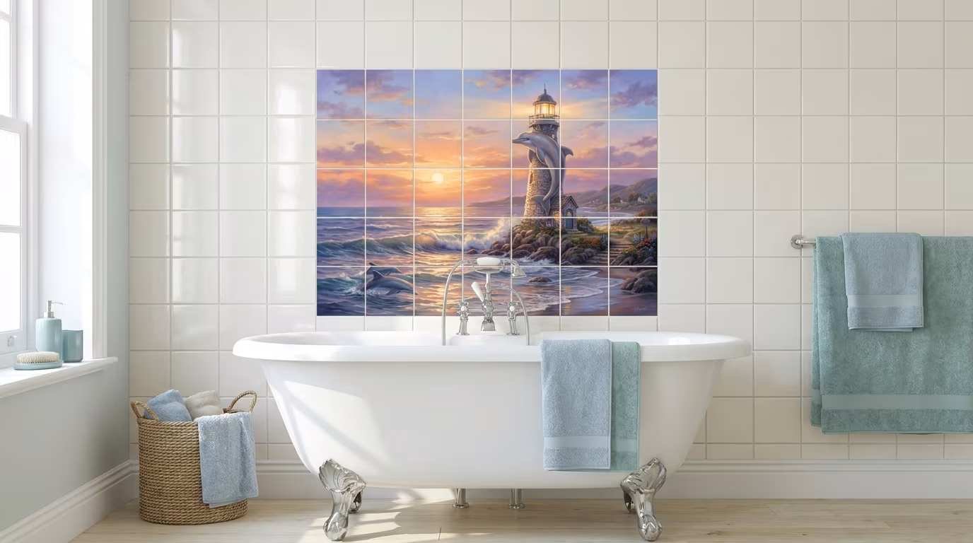 Dolphin Lighthouse tile mural