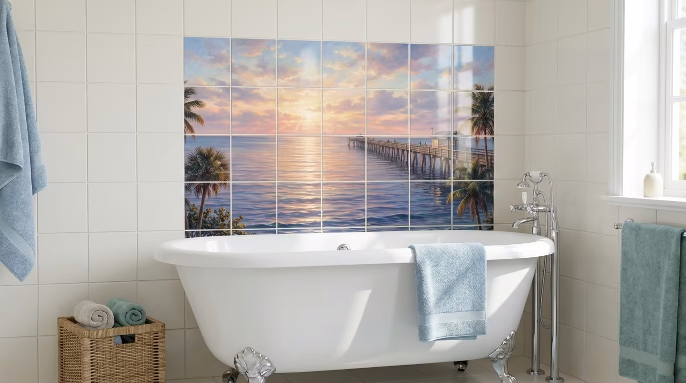 Early Morning at the Naples Pier - Tile Mural - Image 2