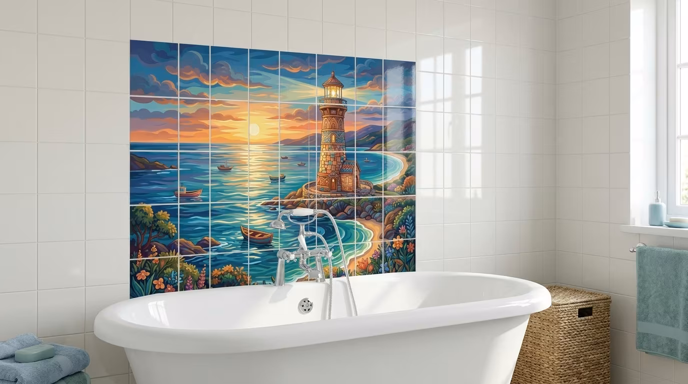 Exotic Lighthouse - Tile Mural - Image 2