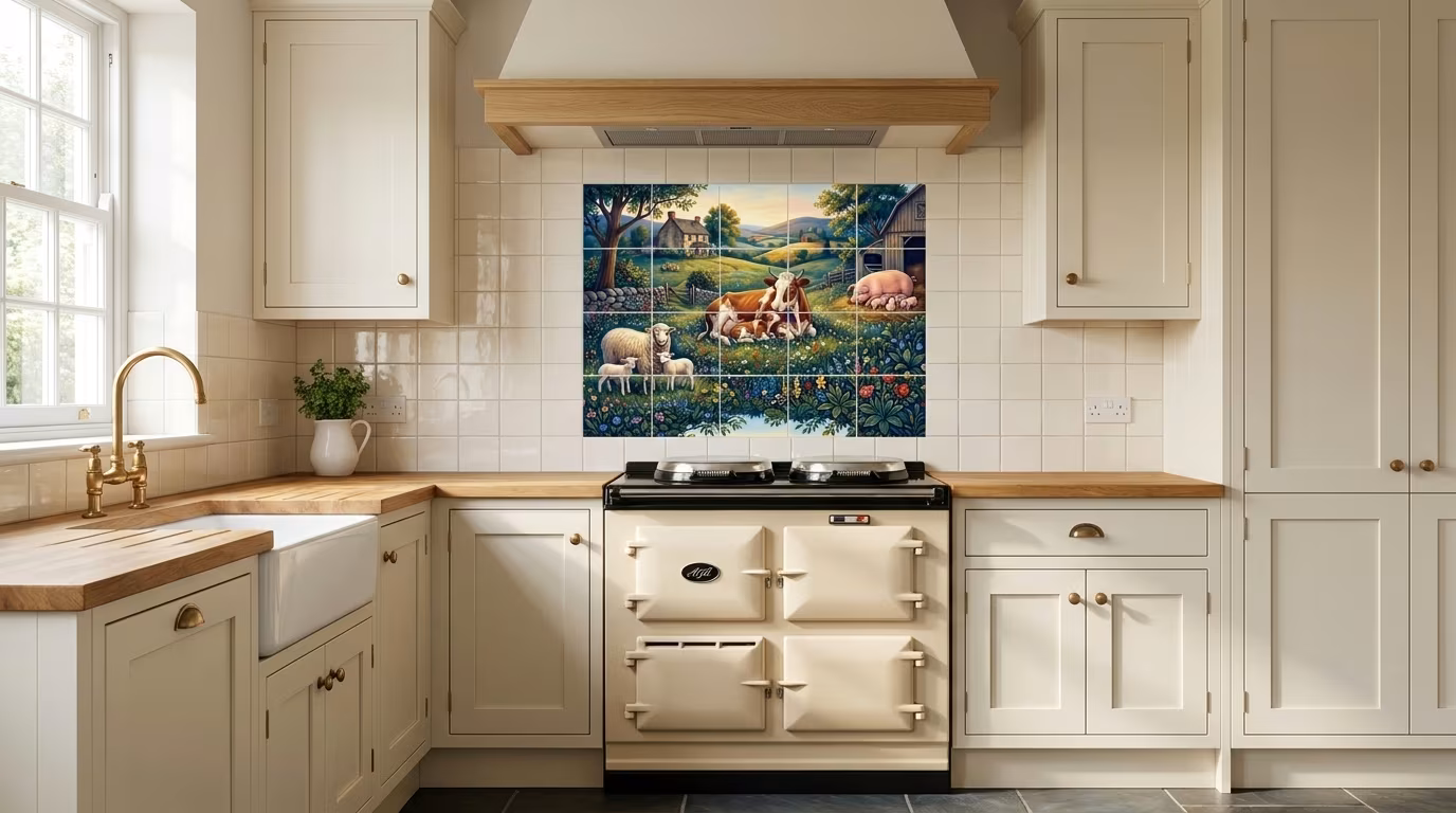 Farm Mothers and Babies - Porcelain Tile Mural - Image 2