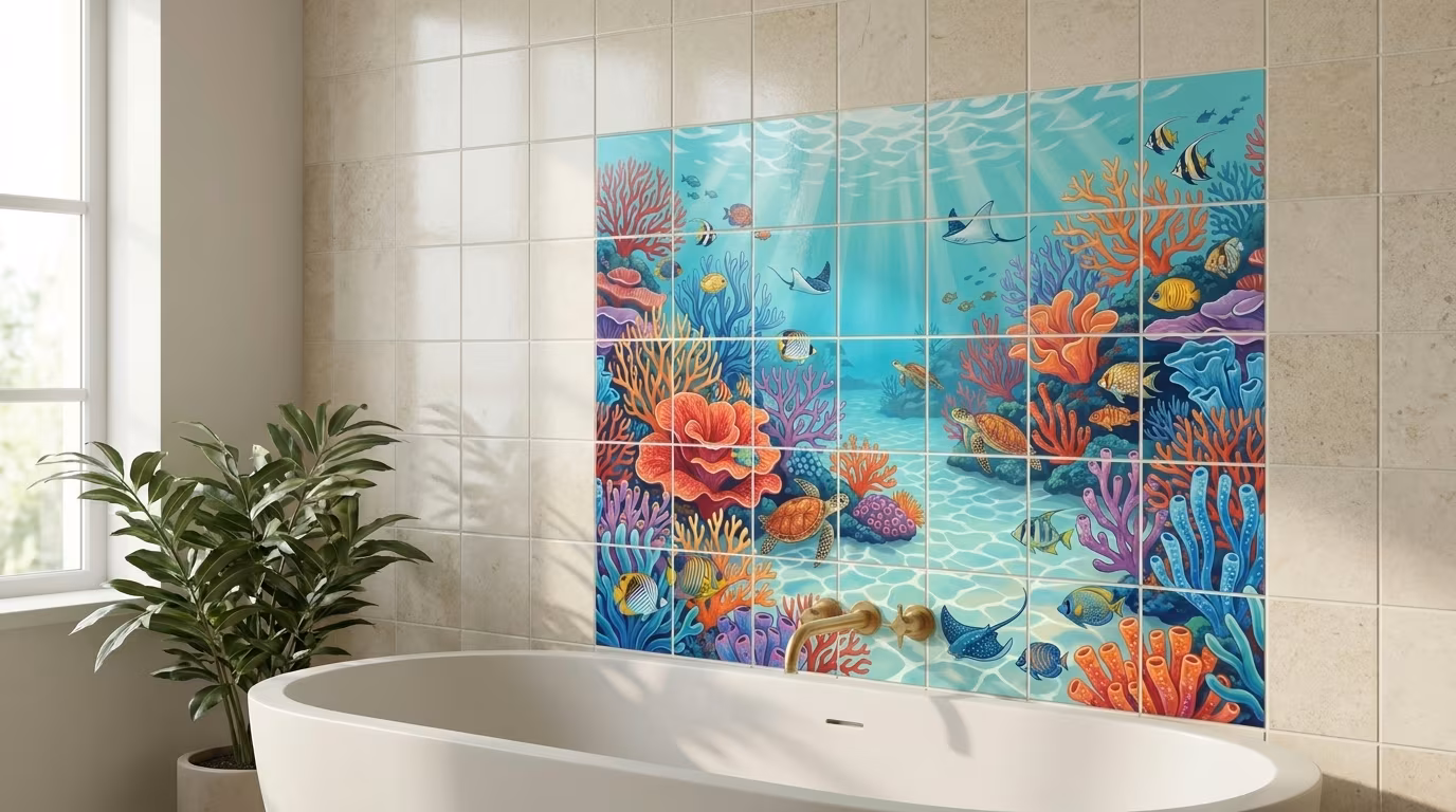 First Run tile mural