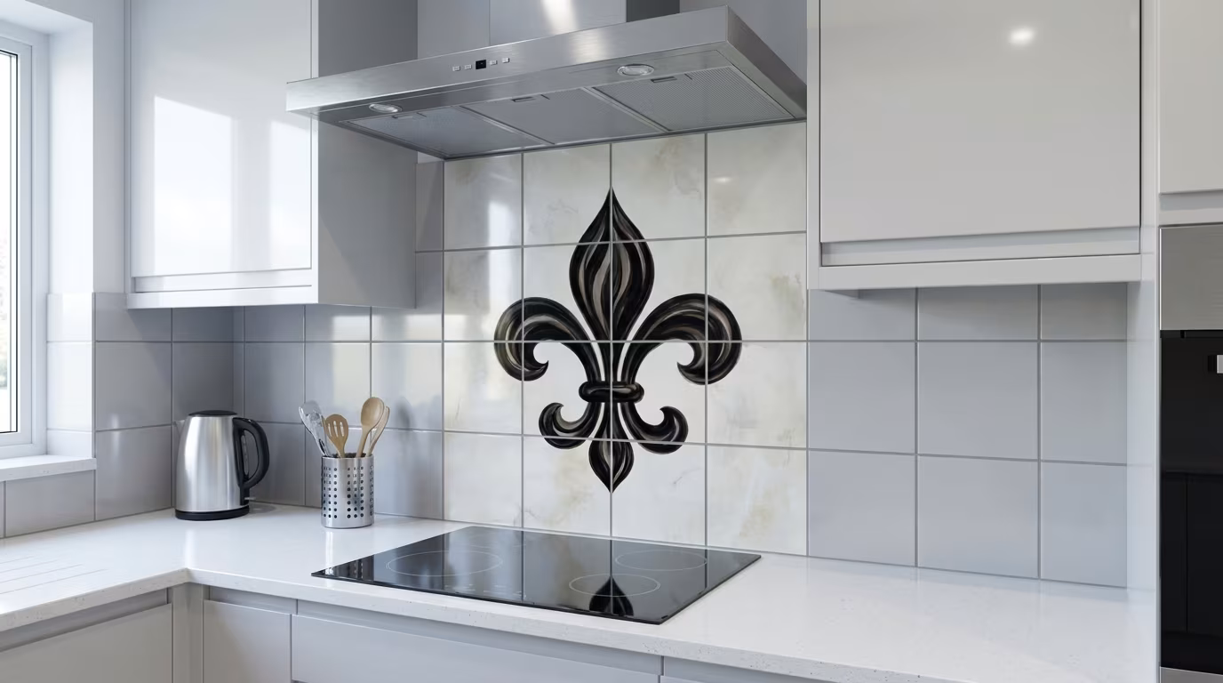 Fleur De Lis Black accent tile