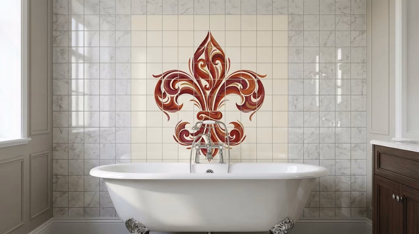 Fleur De Lis Red - Accent Tile - Image 2
