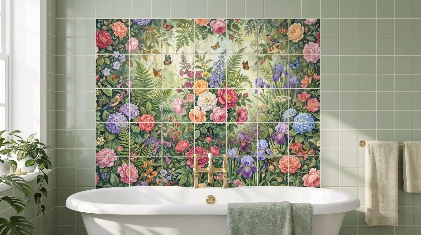 Floral Profile I-Y - Tile Mural - Image 2