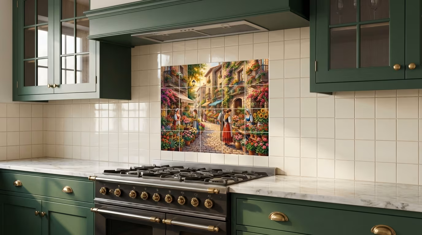 Flower Market Barcelona - Tile Mural - Image 2