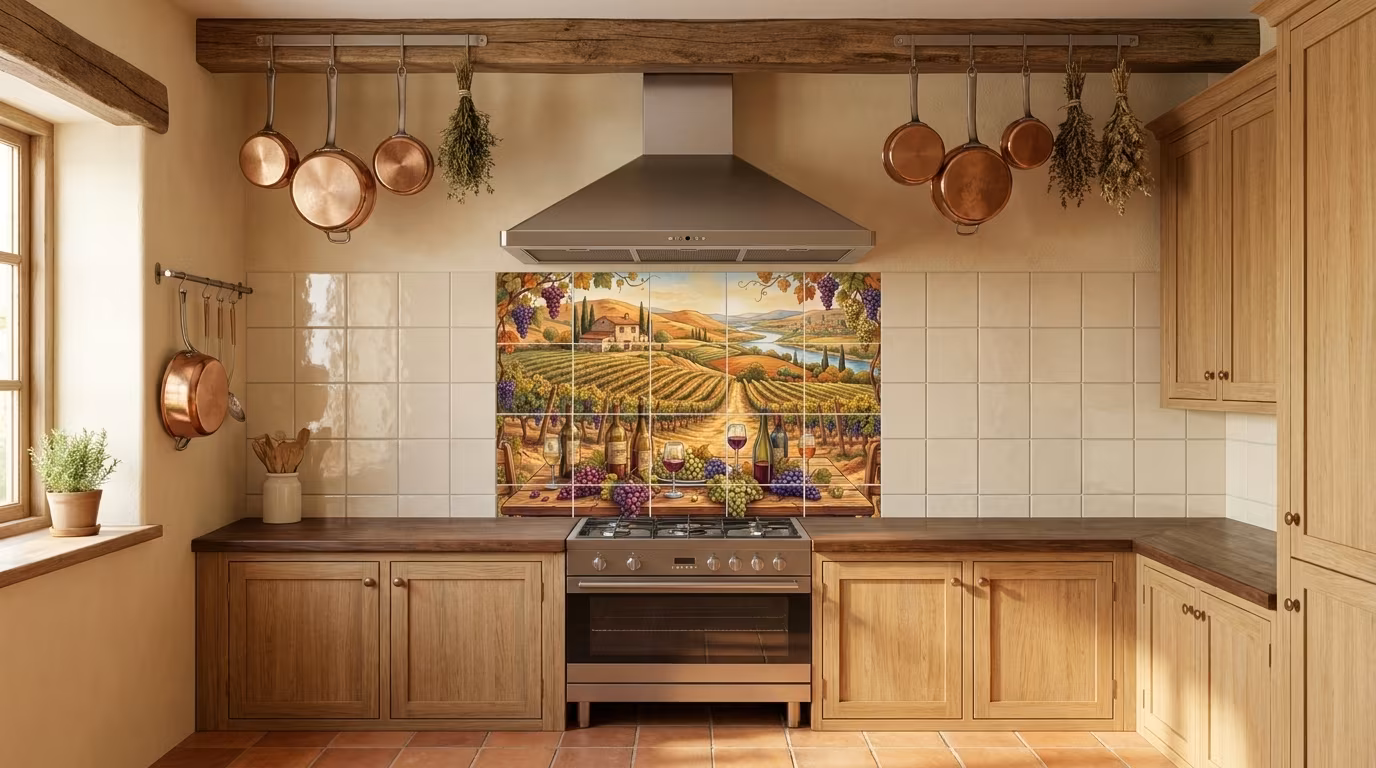 French Vineyard V tile mural