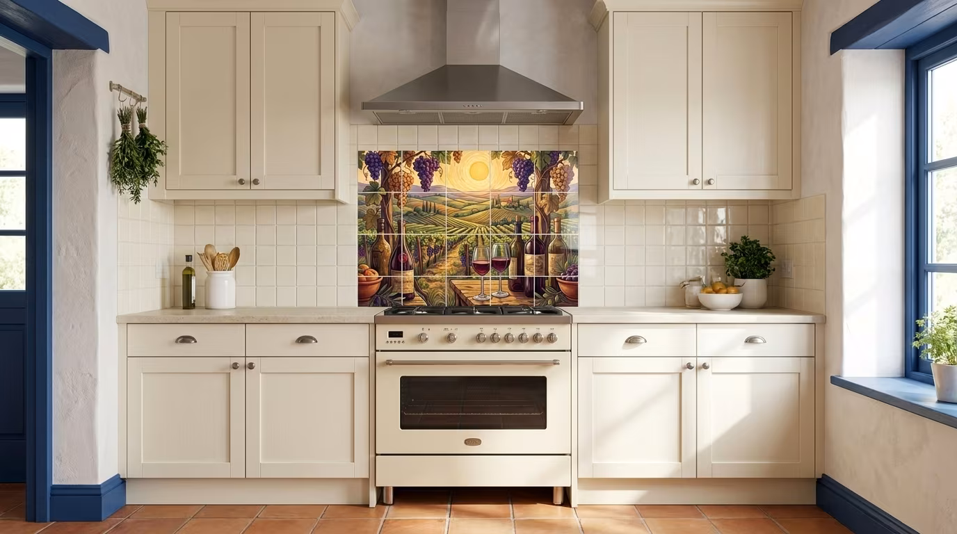 Grand Vin Burgundy tile mural