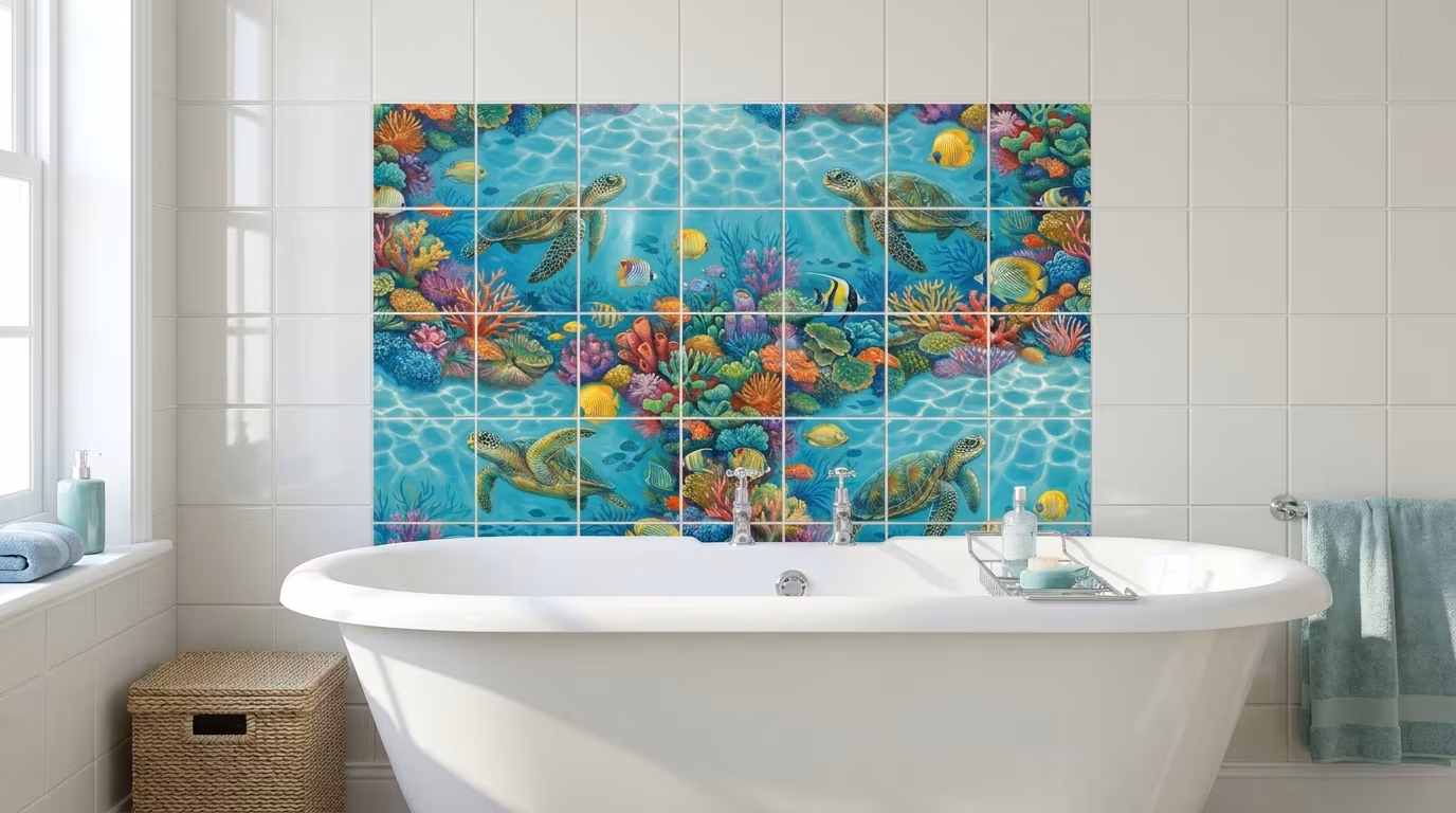 Green Sea Turtles - Porcelain Tile Mural - Image 2