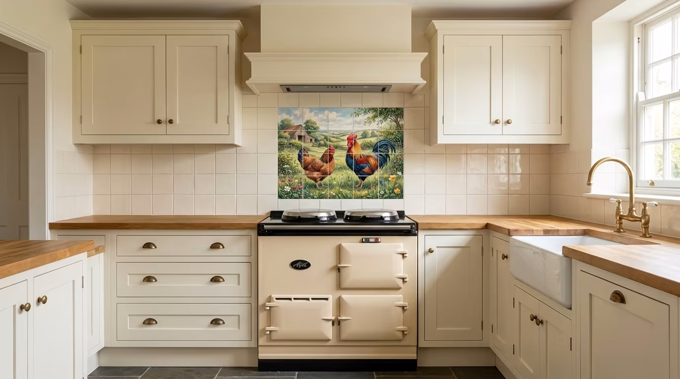 Hen & Rooster - Tile Mural - Image 2