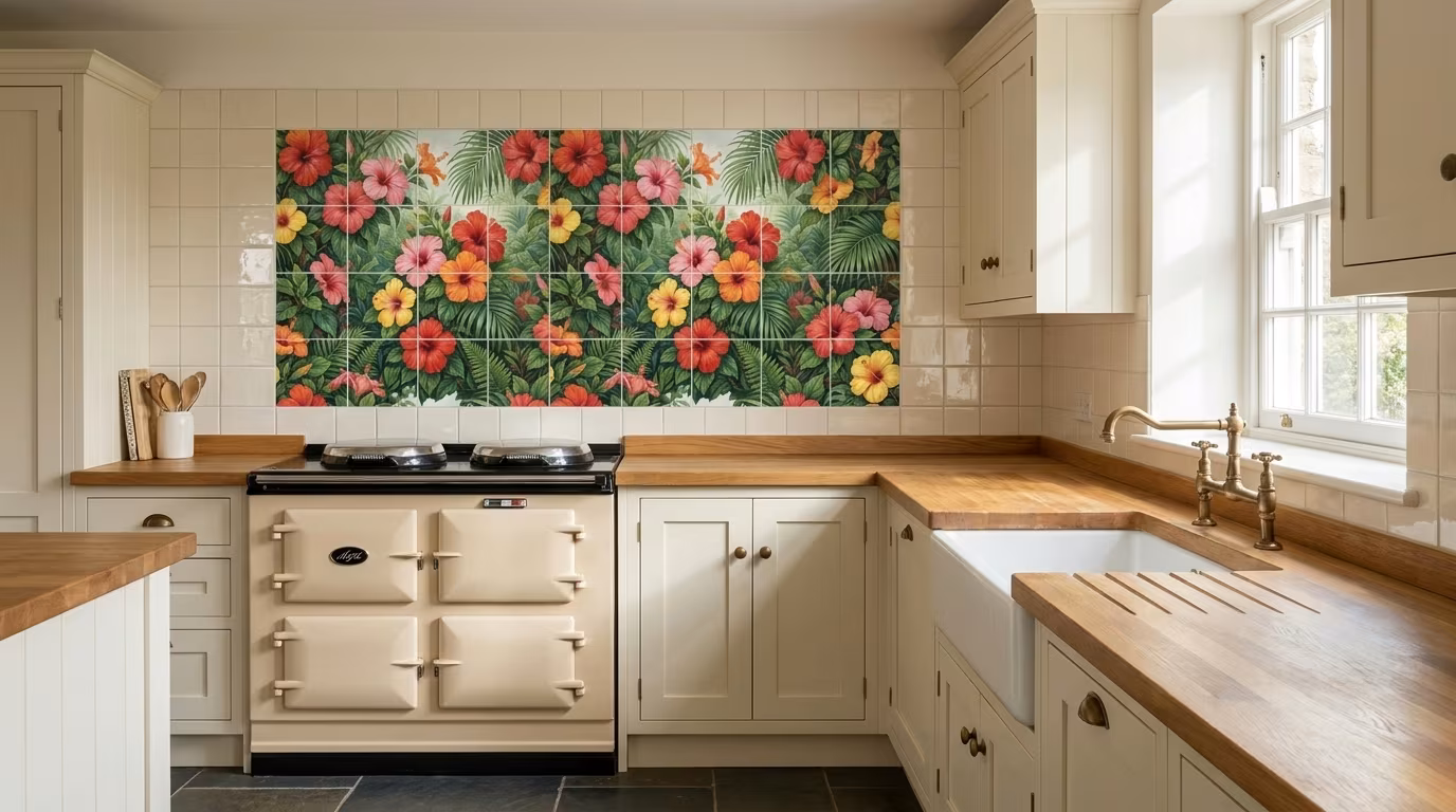 Hibiscus - Tile Mural - Image 2