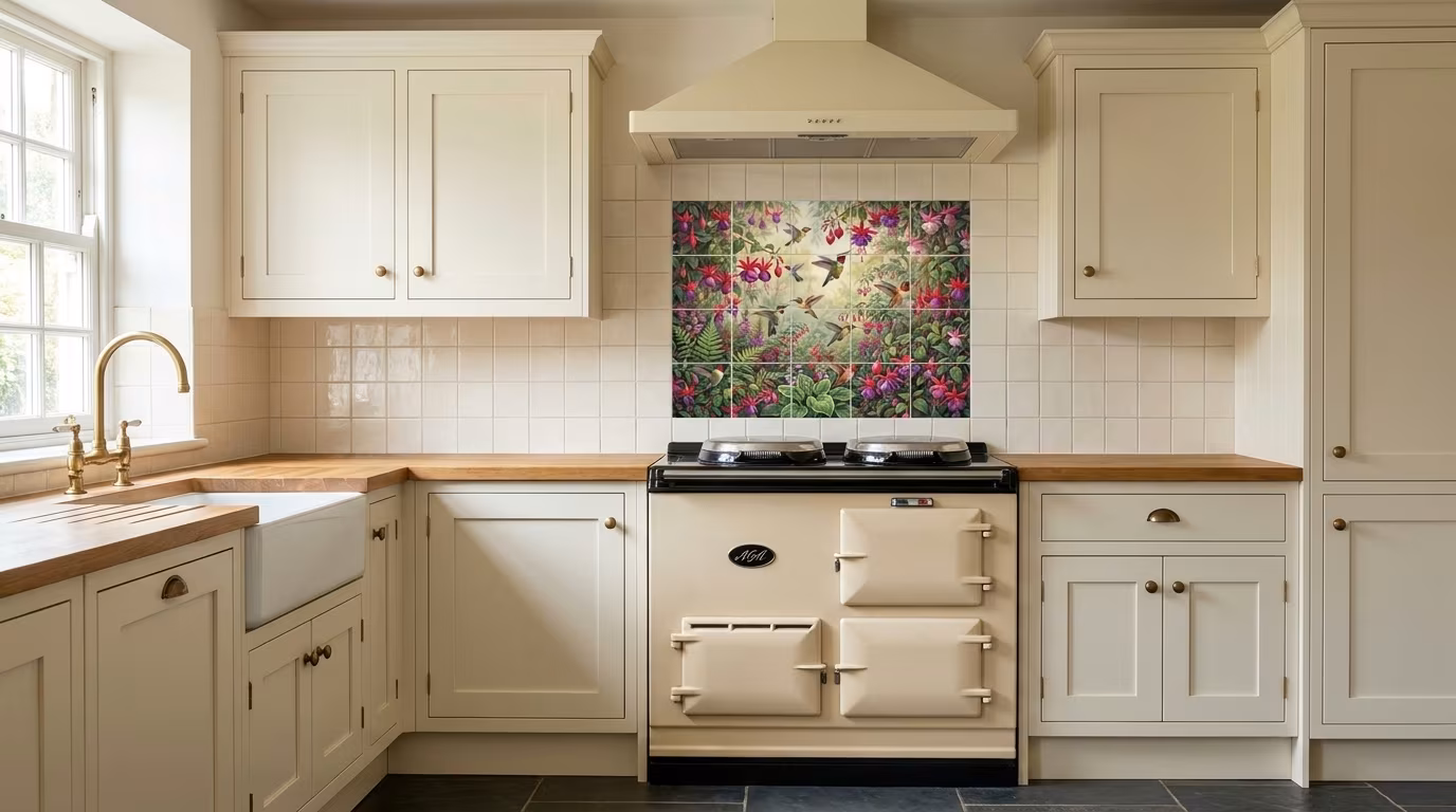 Hummers and Fuchsia tile mural