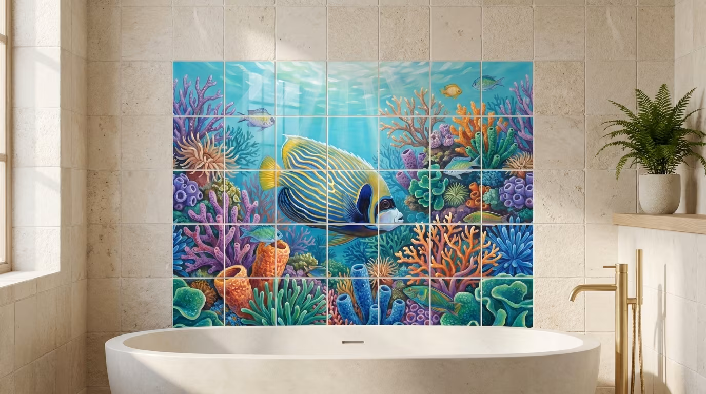 Imperial Angel Fish - Tile Mural - Image 2