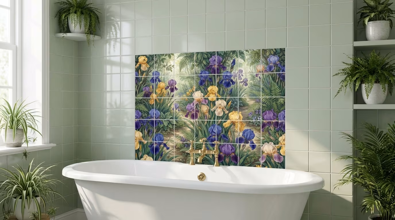 Irises I - Tile Mural - Image 2