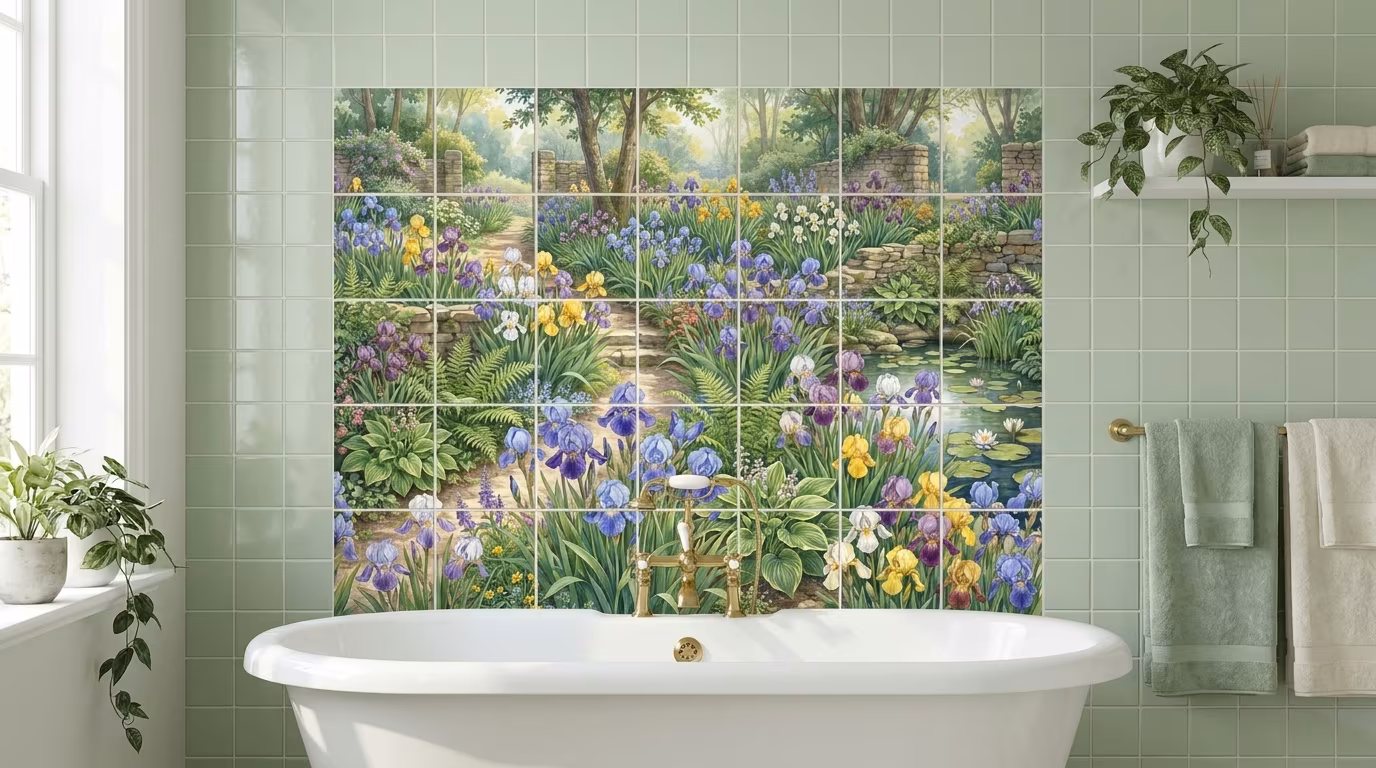 Irises II - Tile Mural - Image 2