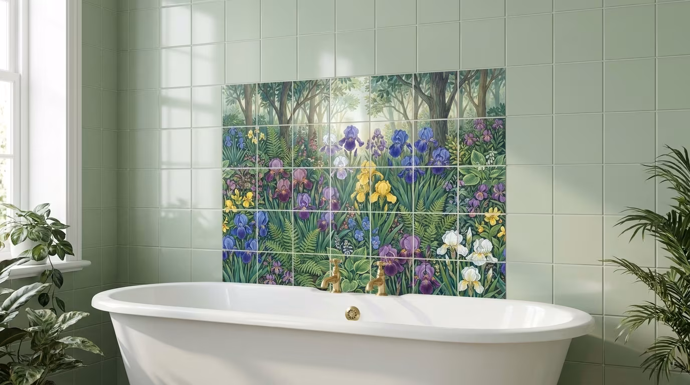 Irises V - Tile Mural - Image 2