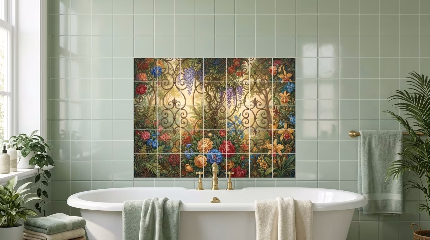 Iron Scroll I - Tile Mural - Image 2